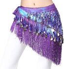 Purple Belly Dance Hip Scarf With Tassels Sequins  Triangle Coins Wrap Skirt