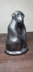 Vtg Monkey Bookend Polished Cast Iron Statue  Doorstops  Paper Weight  Sculpture