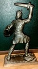 Vintage Cast Metal Warrior Viking Soldier Statue On Felt Wood Base 7 1 4  Tall