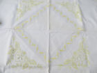 Pair Of Two Pillowcases Unused Linen Cotton Bobbin Lace Yellow Embroidery German