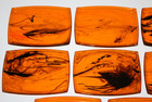 Vintage 1960 s Mcm Mid Century Modern Lucite Marbleized Amber Snack Tray Set