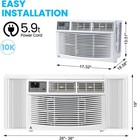 10 000 Btu Window Ac Unit 115v 450 Sq ft Remote Control 3 Speed Air Conditioner