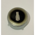 Vintage Art Deco Powder Jar Frosted Glass Metal Lid Skyscraper Vanity Trinket