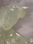 Chinese Hand Carved Jade Noble Lady 9    Tall Figurine On Wooded Stand With Box