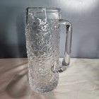 Vintage 1970s Scandinavian Textured Glass Pitcher Mid Century Modern Ice Bark