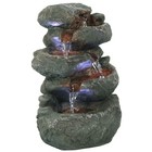 10  5-step Tabletop Water Fountain With Led Lights  Stacked Rocks By Sunnydaze