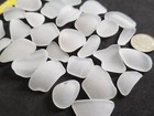 Pure Beach Sea Glass Surf Tumbled White Clear Snow Curve Shape Small Frosted R1