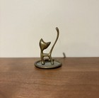 Vintage Brass Cat Ring Holder Jewelry Tray Mid Century Modern Kitty Trinket Dish
