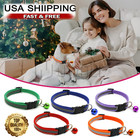 Teal Nylon Pet Collar With Bell  Reflective Adjustable Necklace Cat   Dog