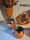 Vtg Copper Tea Kettle Set  6 Copper Pieces  Portugal   Usa Made  Brass Accents 