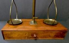 Vntg  Traveling Apothecary Chemist Balance Scales On Wood Base W  1wgt Very Nice