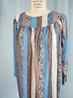 Vintage Dress Caftan Gown Size Small Animal Stripe Print Brown Blue 70s 80s