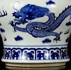 Old Chinese Blue   White Porcelain Pot Jar W dragon Kangxi Mk Ck137