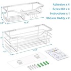 2 Pc Of Shower Caddy Shelf Bathroom Basket Bath Storage Holder With Four Sticker