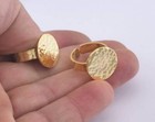 Ring Hammered Adjustable Ring Blank  Shiny Gold Plated Brass  17mm 7us Size 2980