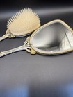 Vintage Globe Gold Tone Twin Cherubs Metalvanity Set  Mirror   Brush Art Decor