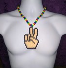 Peace Sign Perler Bead Kandi Necklace-edc-rave-festival-plur-edm