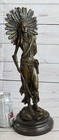 Hand Made Female Woman Warrior Bronze Sculpture Dark Brown Patina Statue