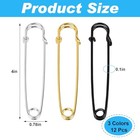 12pcs Extra Large Safety Pins Heavy Duty 4  Stainless Steel Crafting Big 