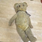 Vintage Jointed Teddy Bear Medium Light Brown Mohair Stuffed Animal With Bow