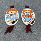 Vintage 70   s Raggedy Ann   Andy 6  Ceramic Hanging Wall Art Deco Plaques Enesco