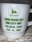 Vintage John Deere Day Hub City Implement Milk Glass Cup Oelwein Iowa 1992