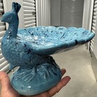 Vintage Holland Mold Ceramic Peacock Candy Trinket Pedestal Dish