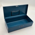 Vtg Metal Lock Box Combination Lock Blue Metal Box Mcm Storage Jefferson Pilot