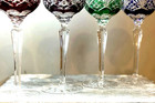 Vintage Faberge Odessa Hungarian Crystal Hand Blown Wine Glass Set Of 4  12d 