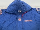 Vintage New England Patriots Jacket Mens Xl Blue Nfl Football Hooded Starter 90s