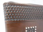 Ga13 Brown Genuine Leather Embossed Studded Jesus Cross Bible Zip Around Cover