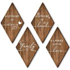 4 Pieces Brown Home Wall Decor Wooden Sign - Vintage Rustic Family Home Decor 
