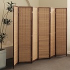 6 Panel Bamboo Room Divider     5 6 Ft Tall Folding Privacy Screen  Natural Bro   