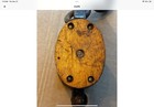 Antique Maritime Wood Iron Pulley Triple Wheel With Metal Hook