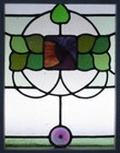 Pretty Mackintosh Rose Old English Leaded Stained Glass Window 15 75  X 19 5 