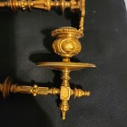 Pair Vintage French Ornate Gilt Brass Wall Sconce Swivel Arm Piano Candle Holder