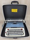 Vtg Blue Smith Corona Classic 12 Portable Manual Typewriter W  Hardcase Retro
