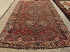 5x7 Antique Heriz Oriental Rug Handwoven Vintage Handmade Geometric Old Worn 4x6
