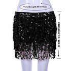 Sequin Belly Dance Skirt Hip Belt Tassel Female Scarf Wrap Rave Music Festiva   