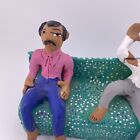Vintage Mexican Folk Art Couple Sitting On A Bench Signed Josefina Aguilar