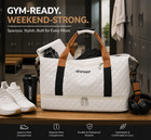 Gym Duffle Bag W  Shoe Compartment Travel Weekender Sports Tote White