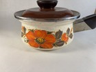 Vintage Sanko Ware Show Pans Cookware Saucepan With Lid Orange Poppies
