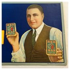 Vintage Red Man Tobacco Sign Lithograph Print Cigar Leaf 1920s Advertising 17 5   