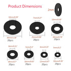 140 Pieces 7 Size Black Flat Rubber Gasket Assortment Kit  Heavy Duty Rubber