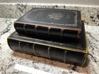 Pair Medium Black   Gold Vtg Decorative Storage Box  Velvet Lined Faux Books