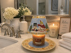 Yankee Candle Ceramic Snowman Shade Candle Topper W  Plate Christmas