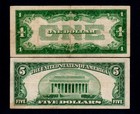 2pcs  1 1928-a Silver Certificate  5 1928-f United States Note  p655 