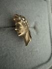 Antique 14k Yellow Gold 0 03ctw Diamond Greek Head Profile Tie Tack Pin 1 3g