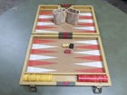 Vtg Bakelite Cardinal Backgammon Set Marbled Red   Butterscotch Mcm Nice