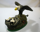 J e Stevens Cast Iron Mechanical Bank     American Eagle   Eaglets  pat  1883 
